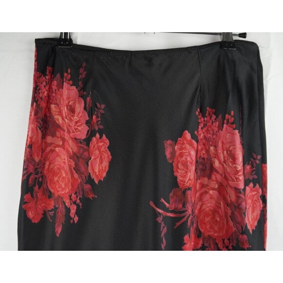 Vintage Express Silk Midi/Maxi Skirt Sz Small Y2K Dark Floral Whimsigoth - Picture 2 of 11